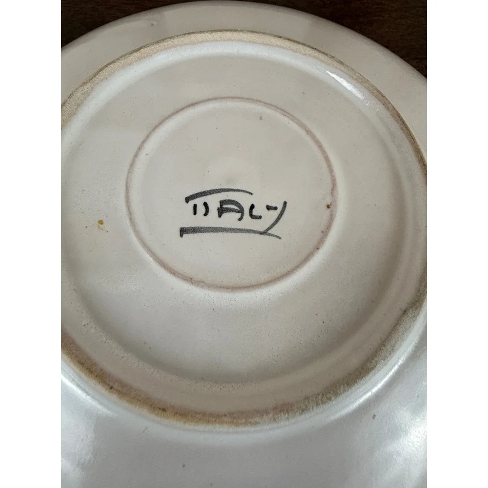 Vintage Majolica Italy Floral Stoneware Teacups and Saucers Set‎ of SIX (6)
